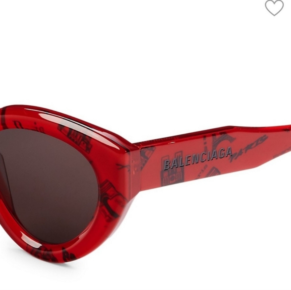 BALENCIAGA Cat Eye Sunglasses Redwith Black Print - Picture 7 of 11